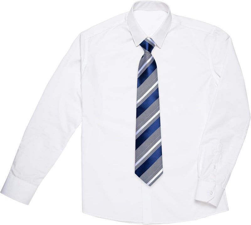 DiBanGu Boys Pre-tied Neckties and Pocket Square Set Adjustable Strap Tie for Kids Wedding Party Graduation School Uniforms - Image 4